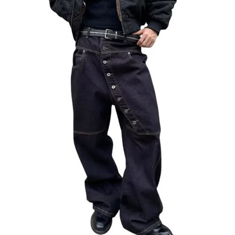 Curved long button-down jeans outfit set from Plush Fashion Hub featuring a stylish denim top and matching jeans.