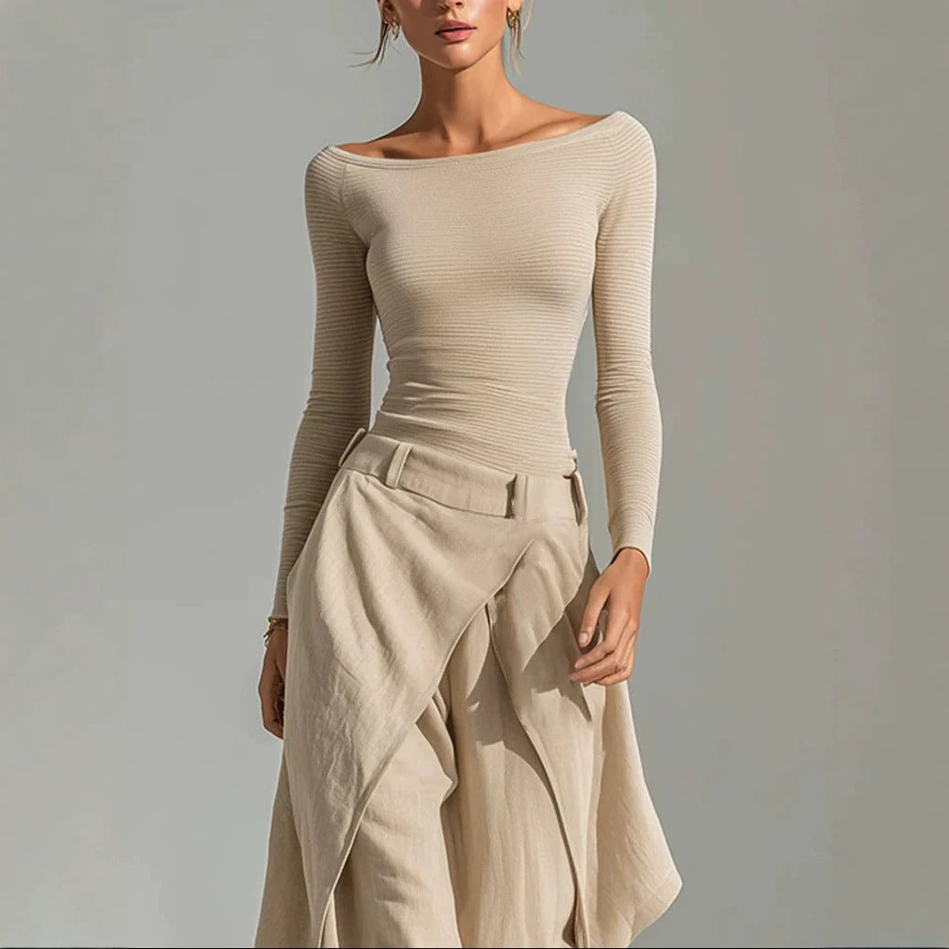 Eprolo women's loose top and pants two-piece set, casual comfortable outfit, soft fabric in neutral tones, relaxed fit.