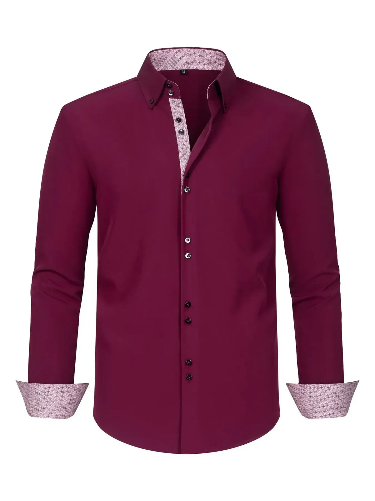 Men's casual button-down shirt with contrast cuffs, plus size, from Trendsi, featuring a relaxed fit and stylish design.