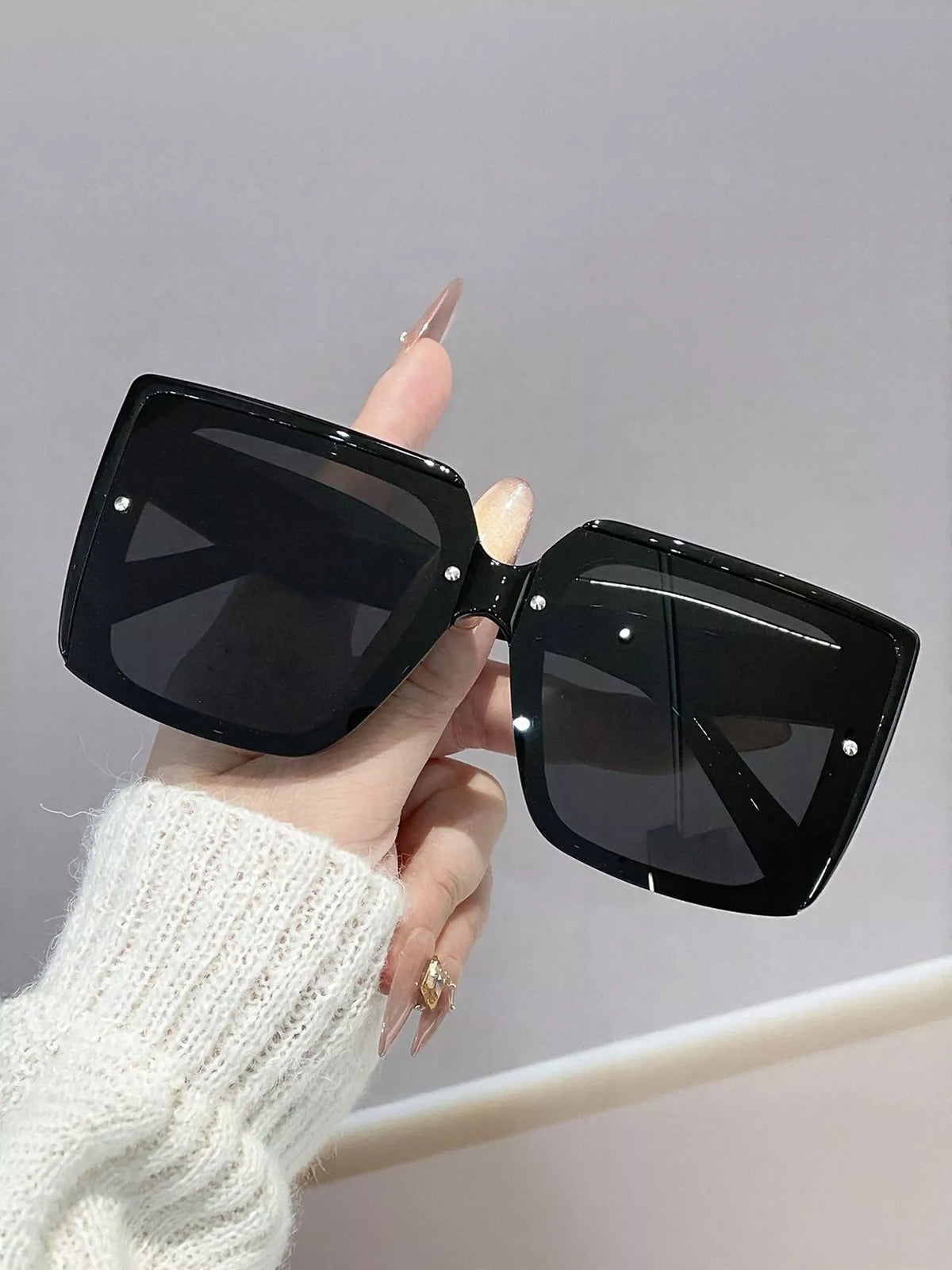 Oversized gradient square sunglasses by Plush Fashion Hub, stylish accessories with tinted lenses and bold frame design.