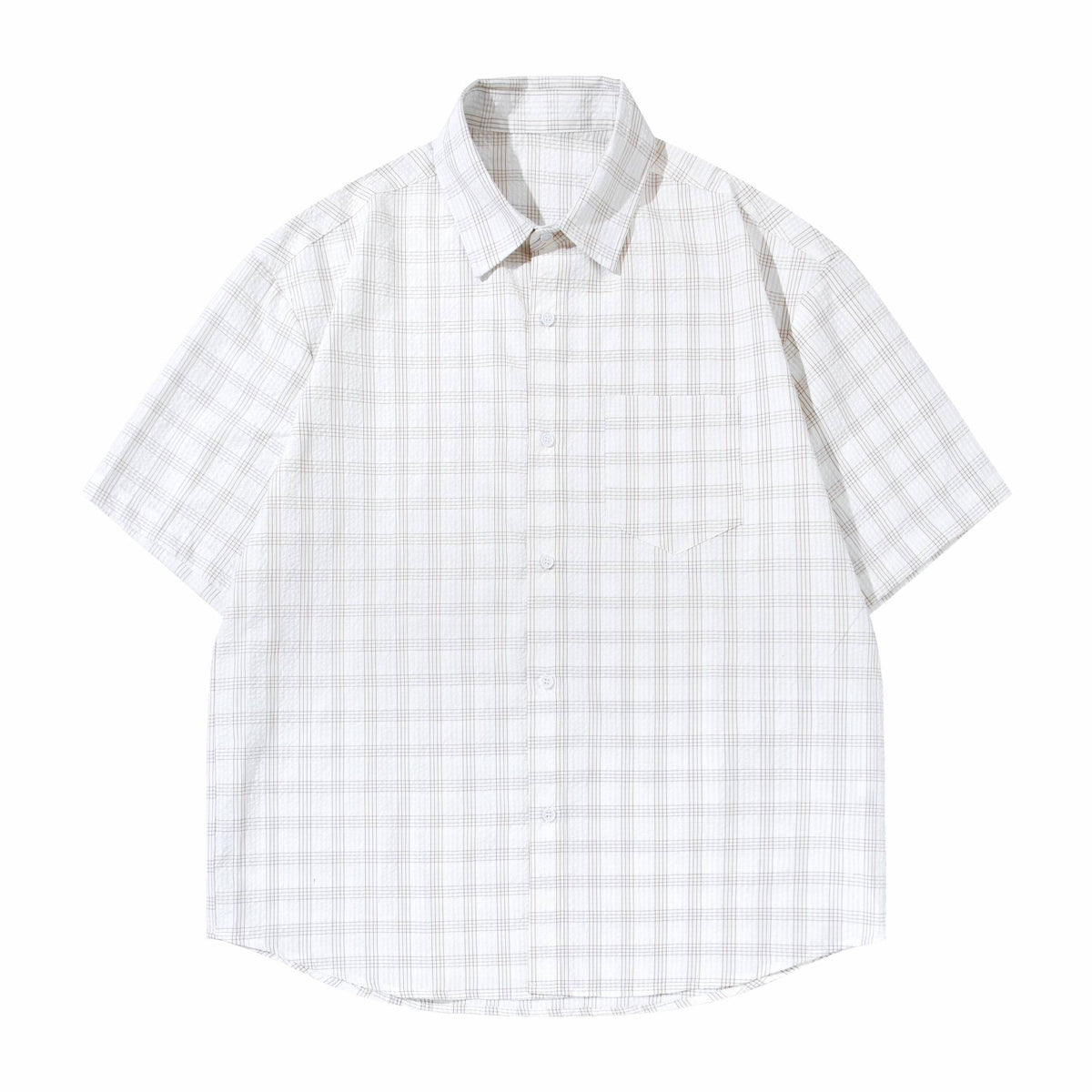 Eprolo texture plaid shirt T-shirt with a classic pattern, soft fabric, and casual fit, displayed on a hanger.