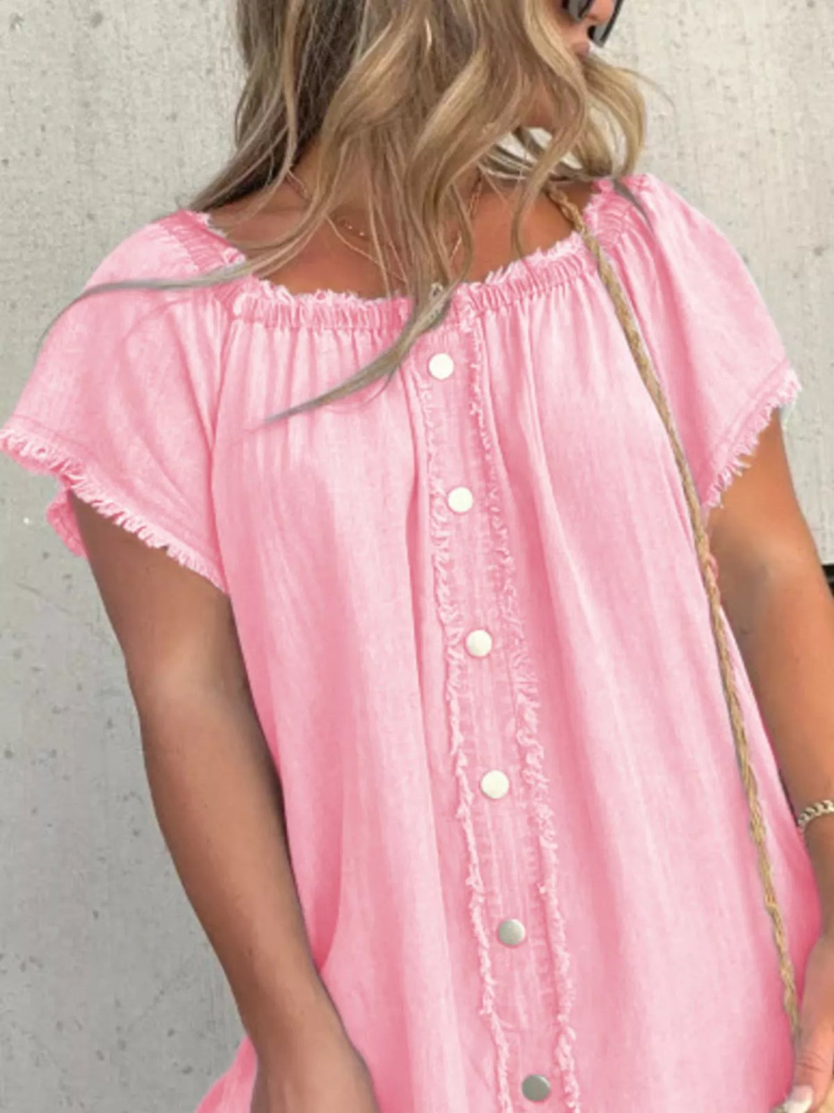 Plus size off-shoulder button-down frayed denim dress by Plush Fashion Hub, showcasing a stylish full-length denim dress with frayed hem.