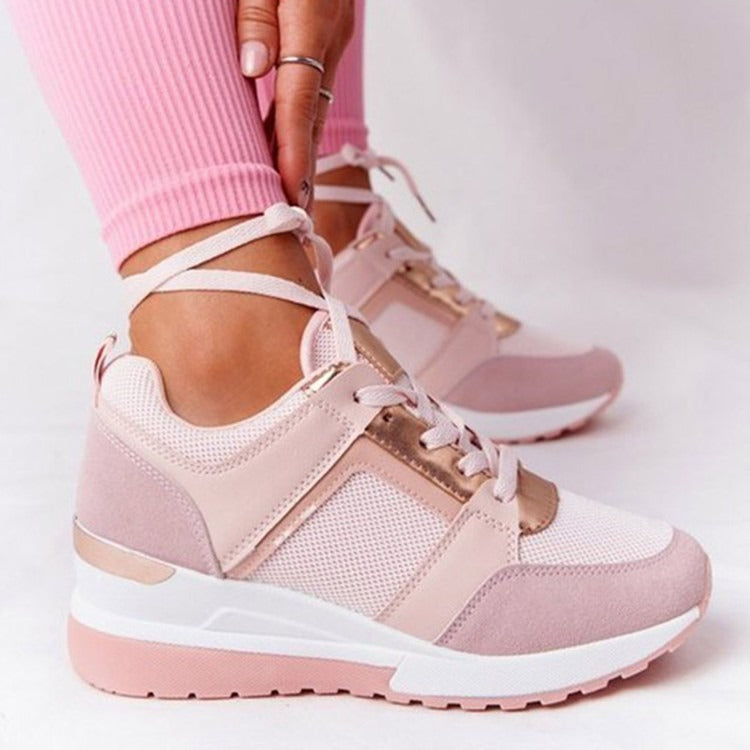 City Chic Mesh Platform Sneakers by Plush Fashion Hub featuring breathable mesh material and stylish chunky soles.