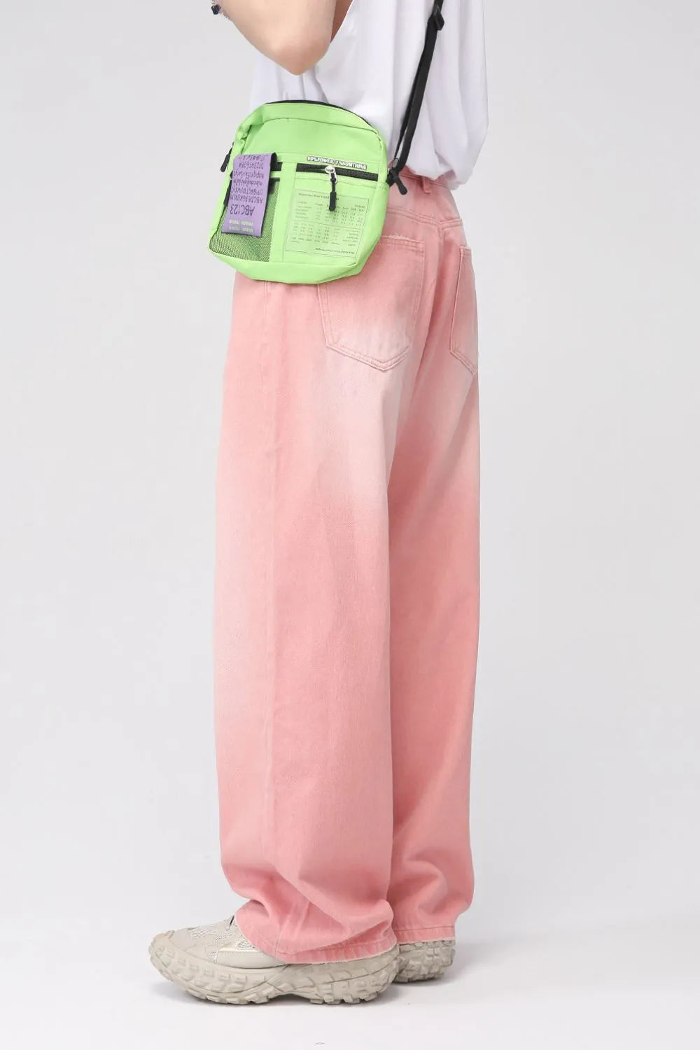 Plush Fashion Hub pocketed baggy denim jeans showing relaxed fit, classic blue denim with front and back pockets.