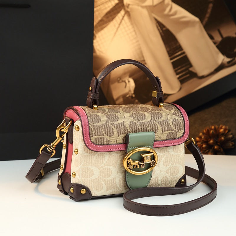 Magenta leather small square crossbody bag for women from Plush Fashion Hub with adjustable strap and sleek design