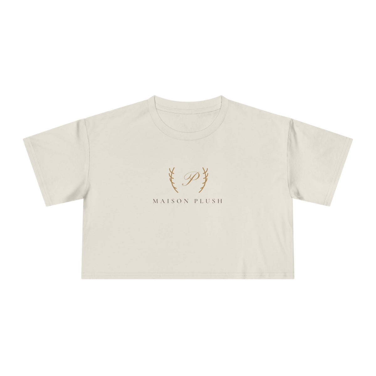 Maison Plush Monogram Crop Tee | Women's Cute Luxury Cropped T-Shirt