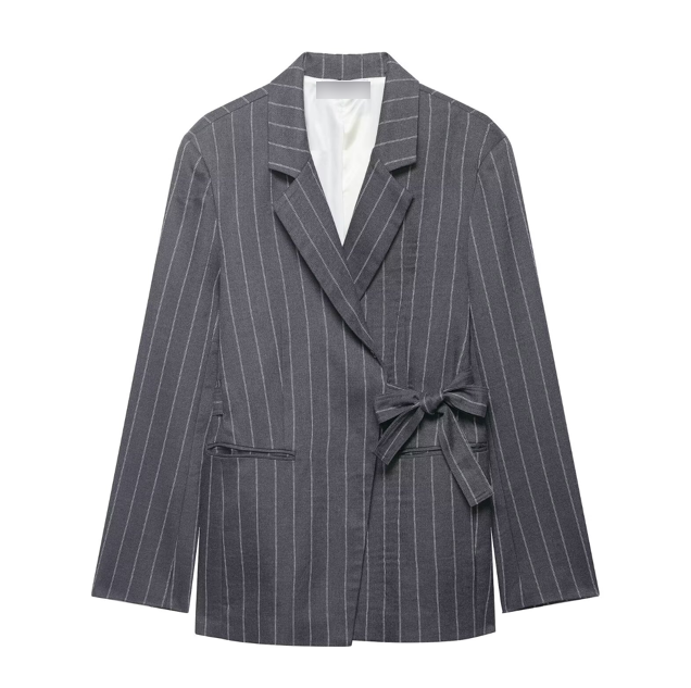 Women’s spring matching set with lace-up blazer and casual trousers from Plush Fashion Hub, stylish and comfortable two-piece outfit.