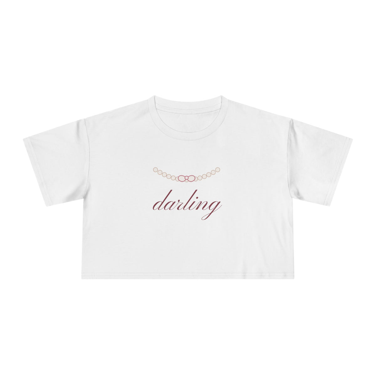 Darling Pearl Bow Crop Tee | Women's Cute Luxury Cropped T-Shirt