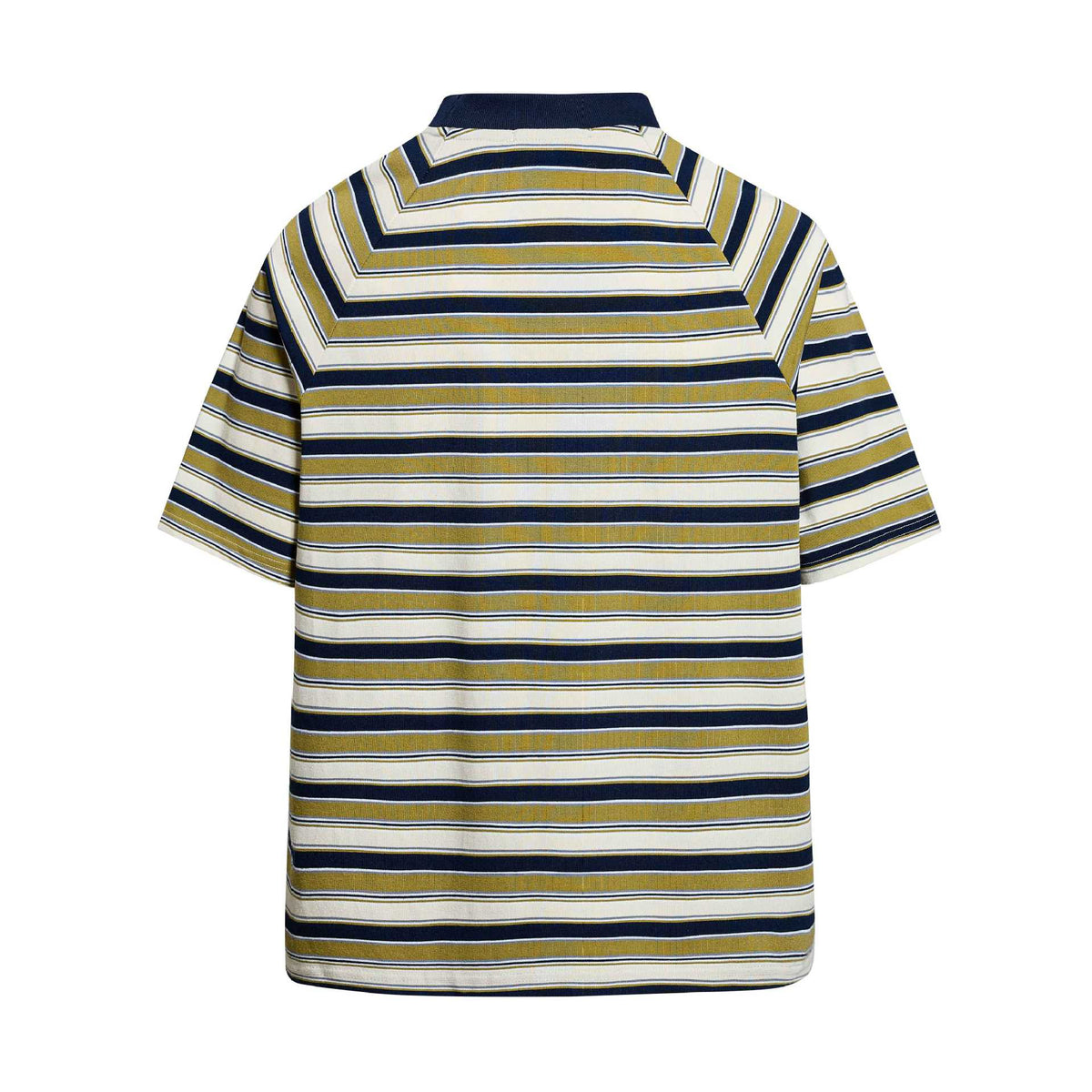 Eprolo striped short sleeve shirt with retro style, featuring white and colorful horizontal stripes, casual fit, and classic collar.