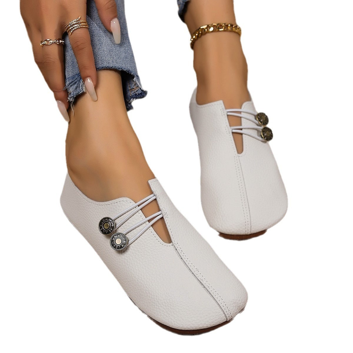 Modern square-toe button loafers by Plush Fashion Hub, featuring sleek design and stylish loafers for casual or formal wear.