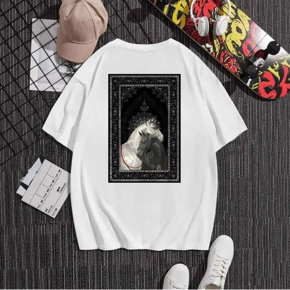 Eprolo round neck loose short-sleeve shirt, casual top with relaxed fit and simple design, shown in the image.