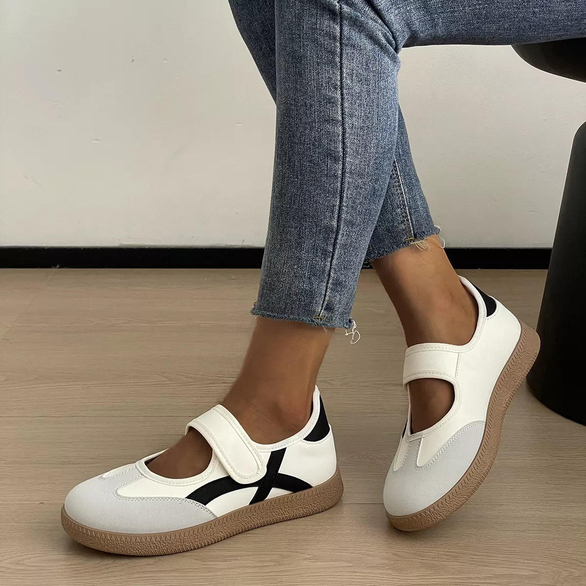 Plush Fashion Hub round toe slip-on shoes with a sleek design and comfortable fit, perfect for casual wear.