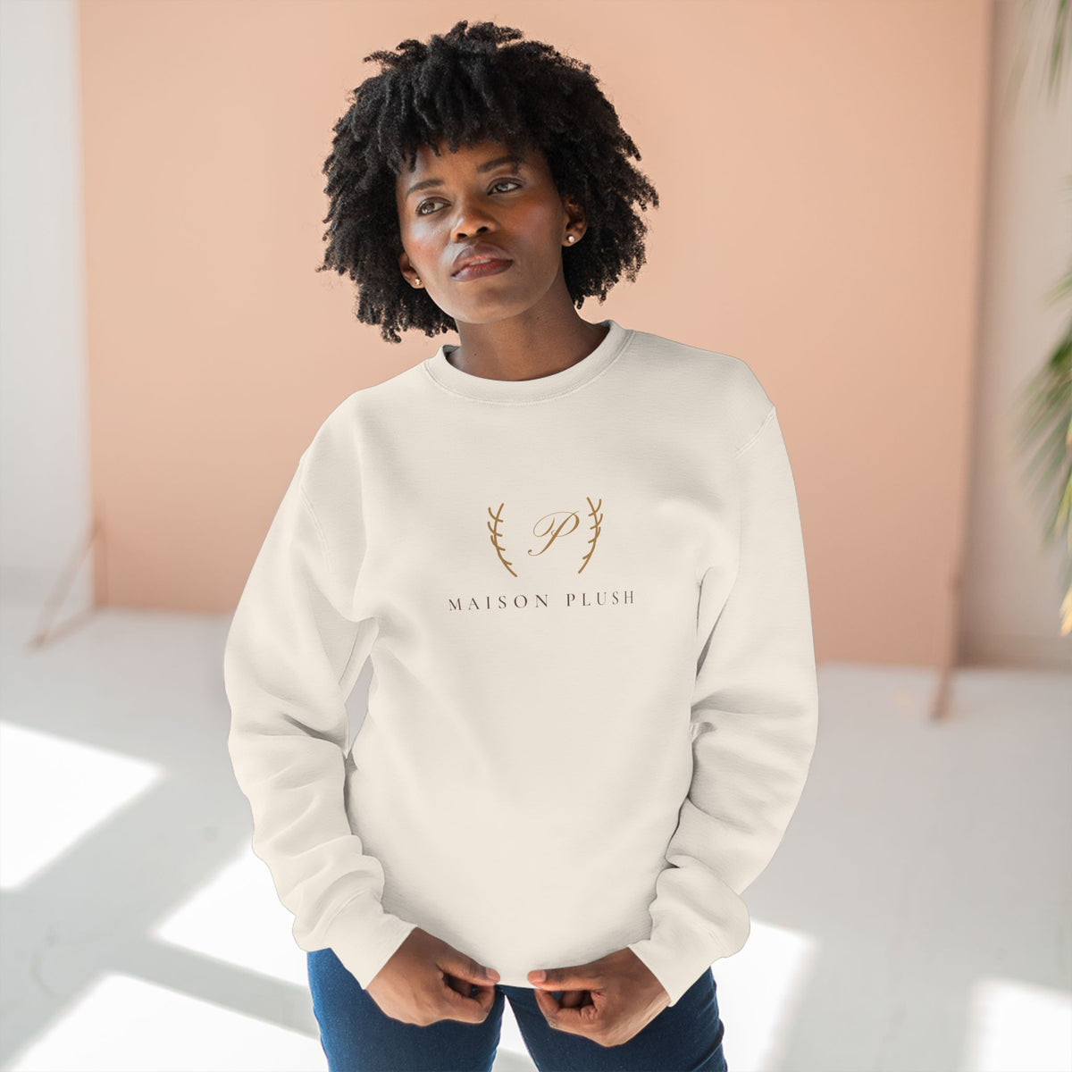 Maison Plush Monogram Crewneck Sweatshirt | Women's Cute Luxury Sweatshirt