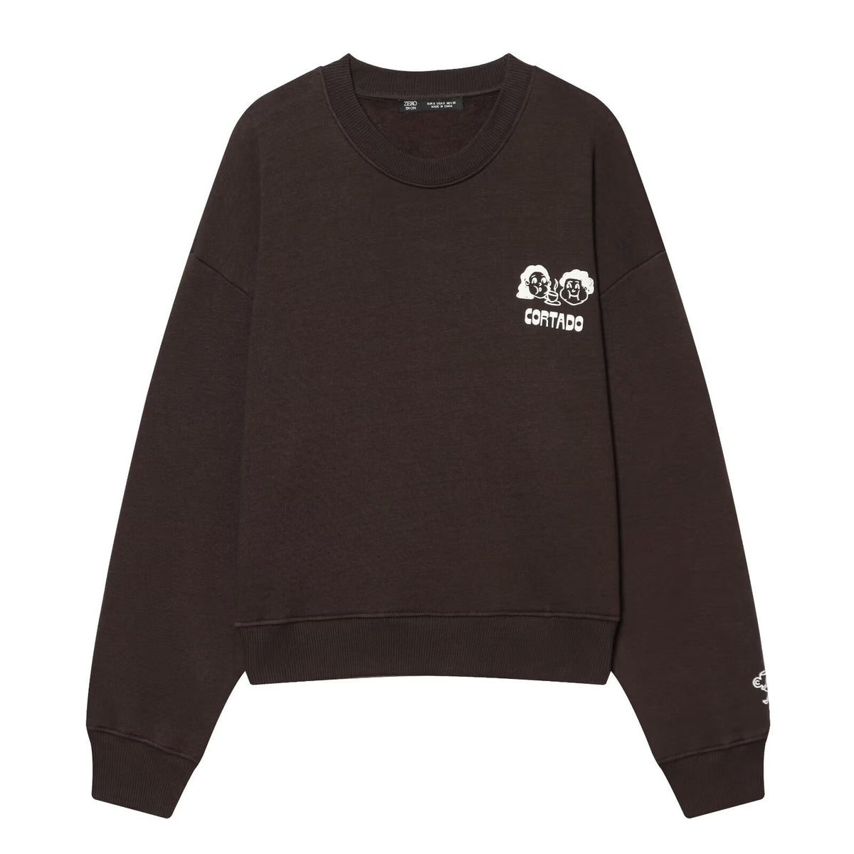 Women's coffee brown printed long sleeve casual hoodie from Plush Fashion Hub, featuring a comfortable pullover design.