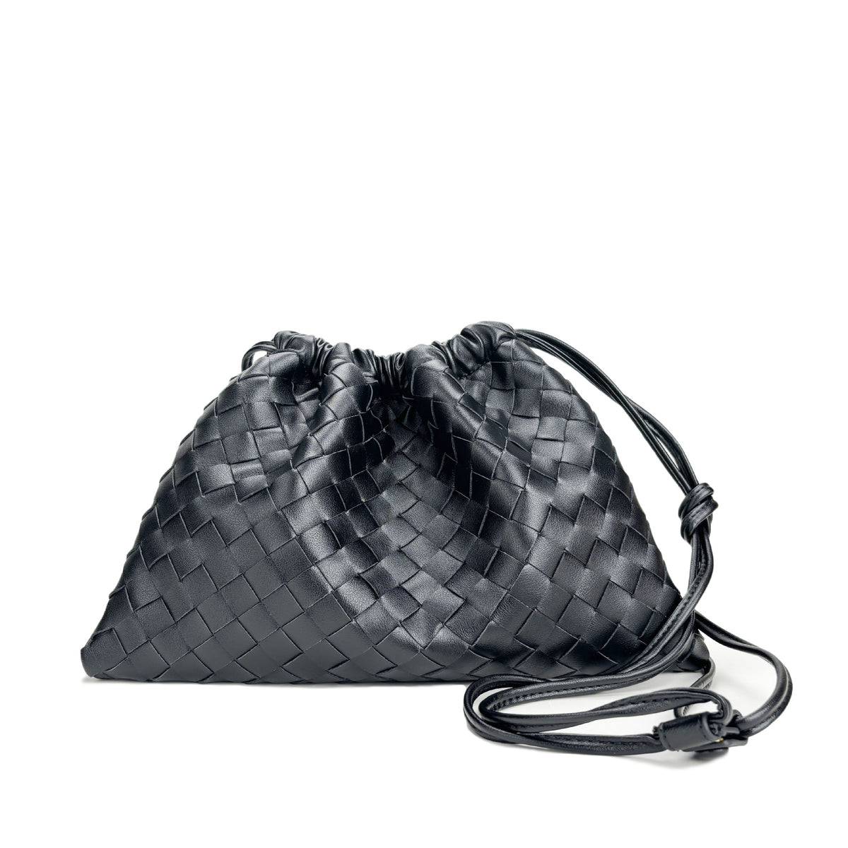 Quilted genuine leather woven shoulder crossbody clutch bag with plush design from Plush Fashion Hub