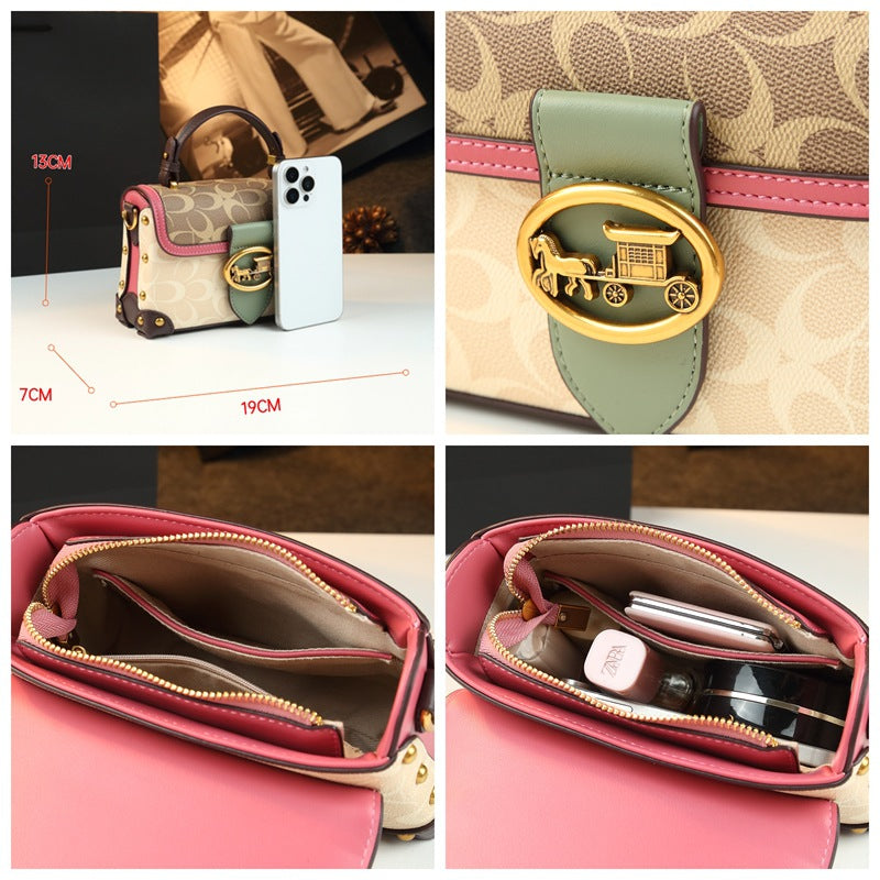 Magenta leather small square crossbody bag for women by Plush Fashion Hub, featuring a compact design with a sleek strap.