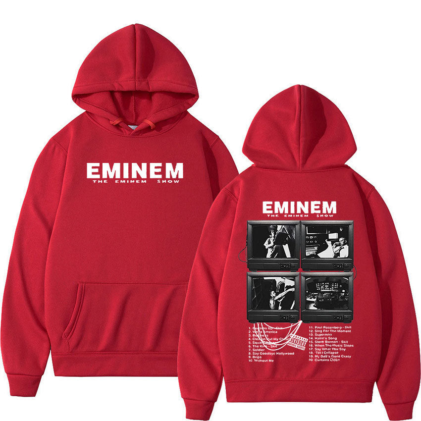 Unisex Eminem World Tour hoodie by eprolo featuring bold graphic print, soft fabric, and casual fit.