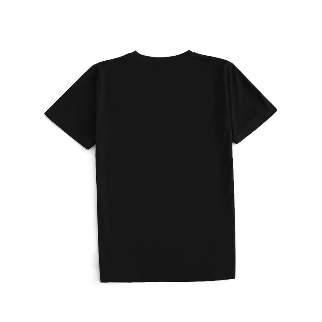 Eprolo printed short sleeve round neck pullover T-shirt, casual tops in vibrant design, front view showing colorful graphic print.