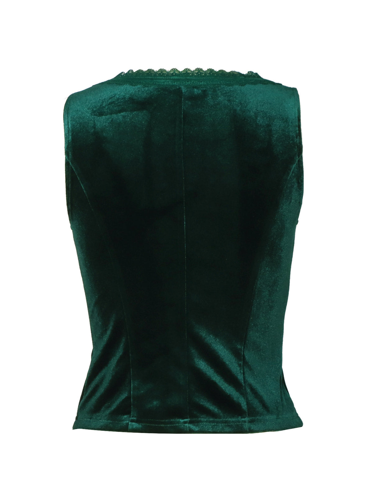 Velvet button-down vest by Plush Fashion Hub with delicate lace trim, styled as a fashionable tops piece with elegant detailing.