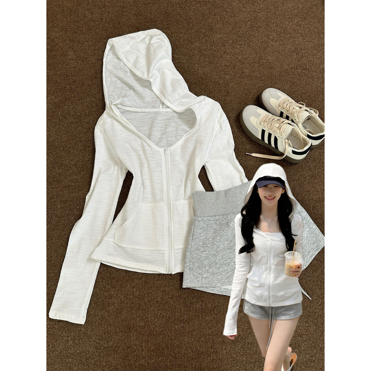 Eprolo bamboo cotton hooded cardigan for women, zip-up sun protection cardigan with hood and long sleeves, lightweight and breathable.