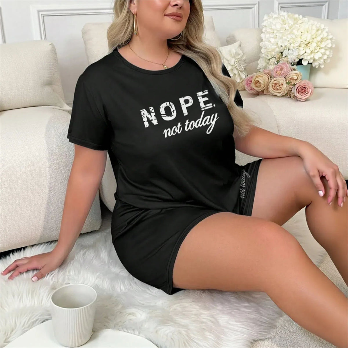 Eprolo summer fashion letter print loungewear set featuring a comfortable top and matching pants, perfect for casual wear.