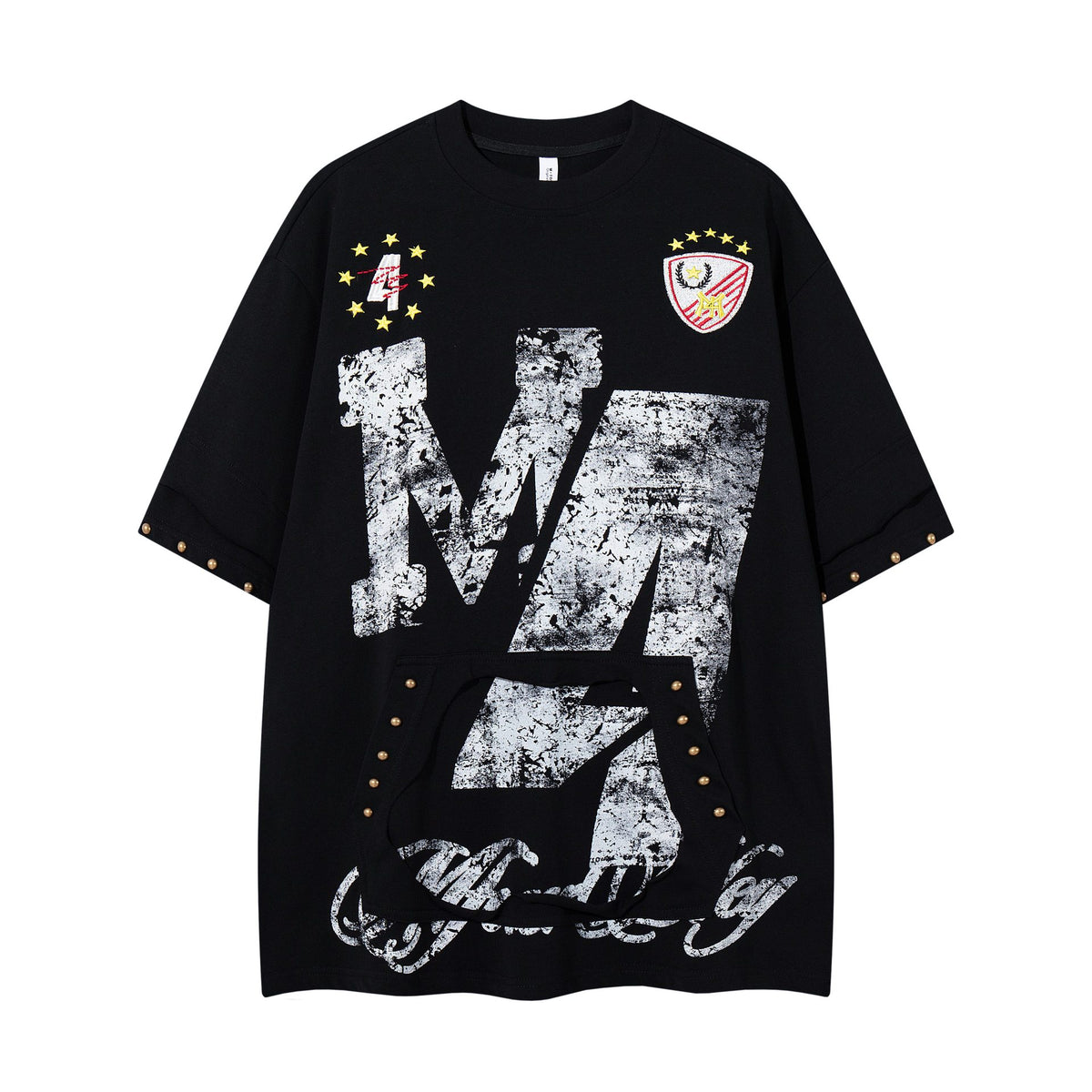 Women's loose fit short sleeve round neck T-shirt with letter print from Plush Fashion Hub, casual and stylish for everyday wear.