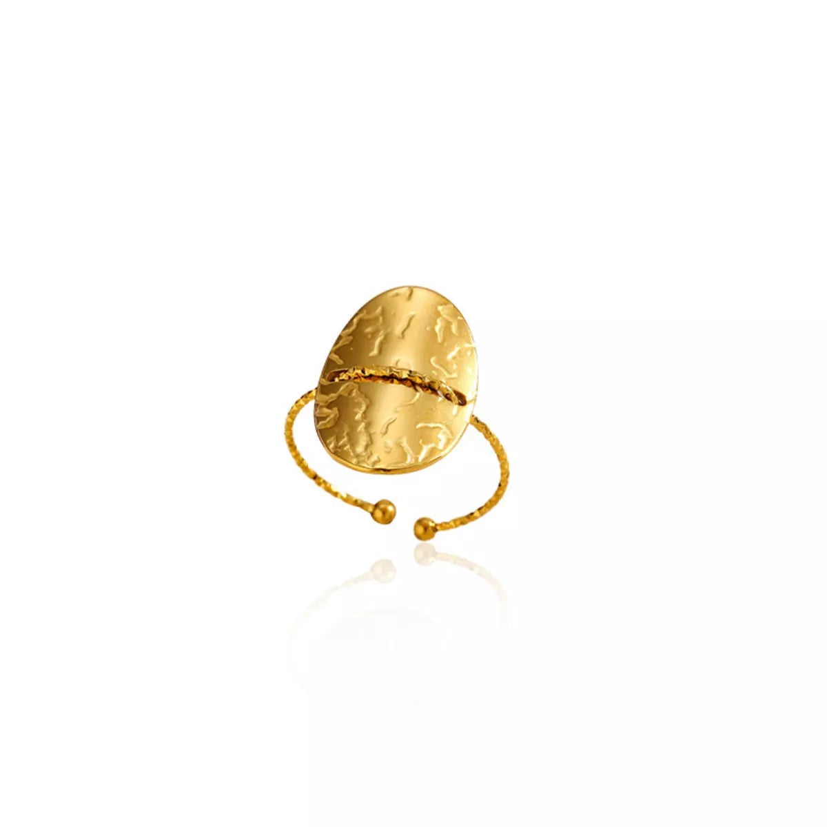 Hammered disc open ring from Plush Fashion Hub featuring a textured metal design, perfect for stylish minimalist jewelry.