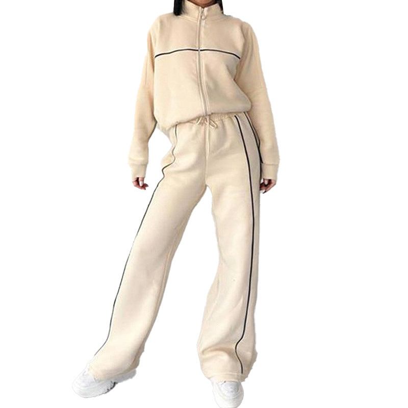 Relaxed tie-waist hoodie and matching tracksuit pants from Plush Fashion Hub, casual two-piece set for comfortable style.