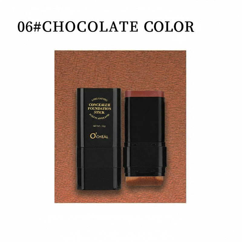 06# Chocolate Color O'Cheal concealer foundation stick in black casing with gold text and a built-in brush.