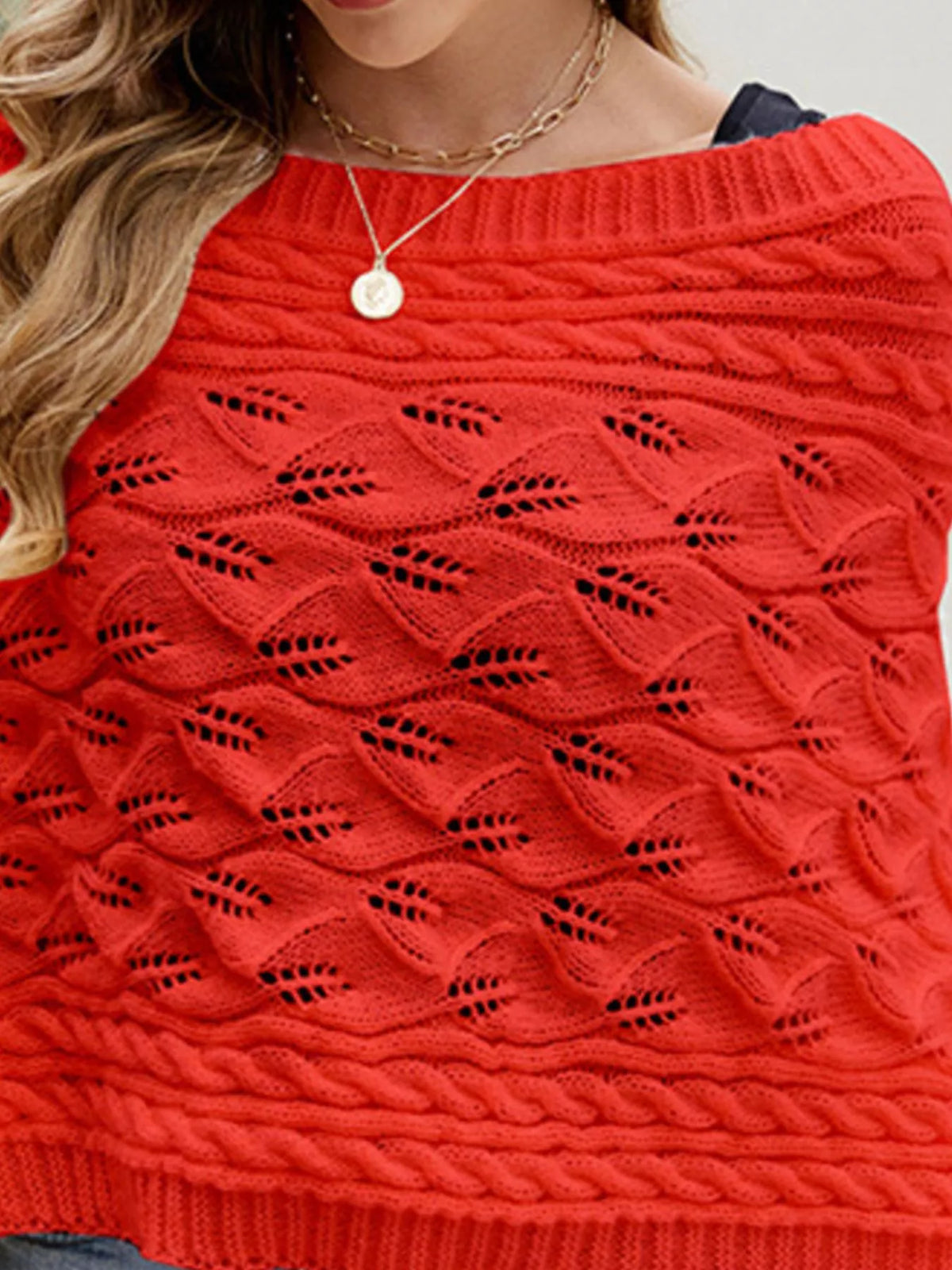 Plush Fashion Hub cable knit batwing sleeve sweater shirt in cozy, textured fabric with relaxed fit and wide sleeves.