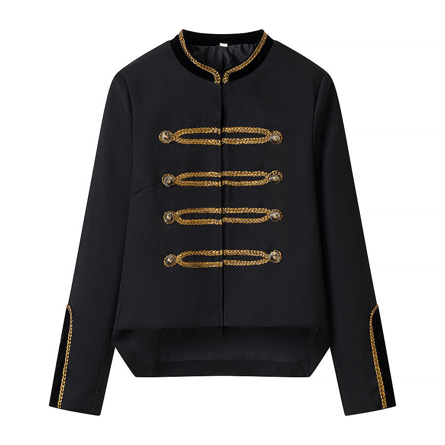 Eprolo irregular waist cinched short long-sleeved jacket with a stylish, asymmetric design and fitted waist for a modern look.