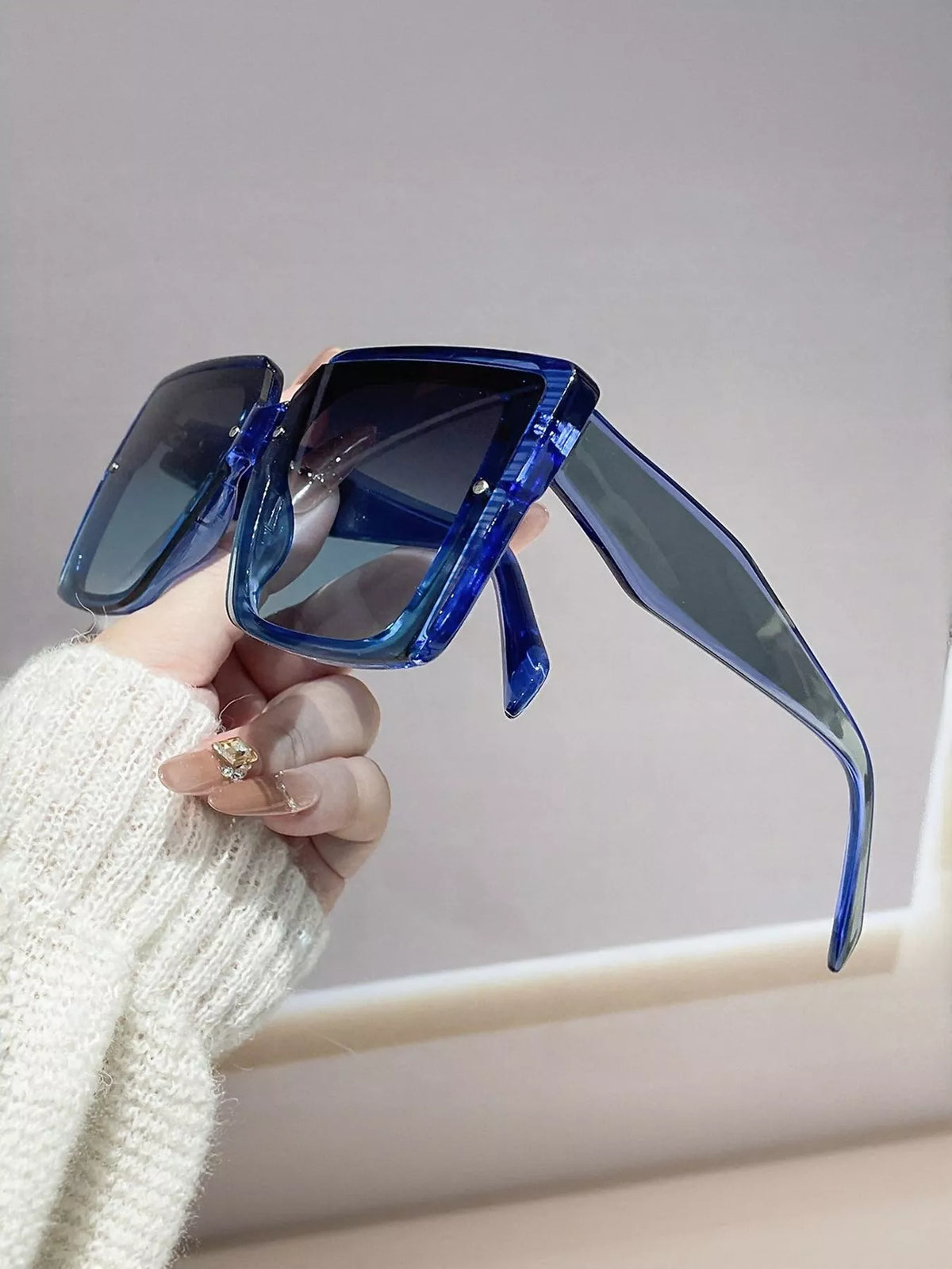 Oversized gradient square sunglasses from Plush Fashion Hub, stylish accessories with tinted lenses and bold frame design.