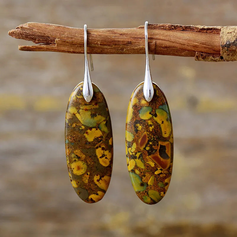 Natural stone copper dangle earrings from Plush Fashion Hub featuring elegant handcrafted jewelry with warm copper and stone accents.
