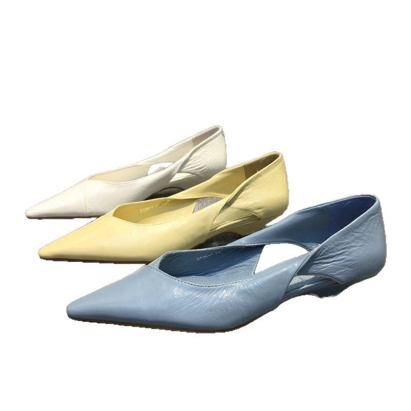 Pointed hollow low heel flats shoes by Plush Fashion Hub featuring sleek design and comfortable slip-on style.