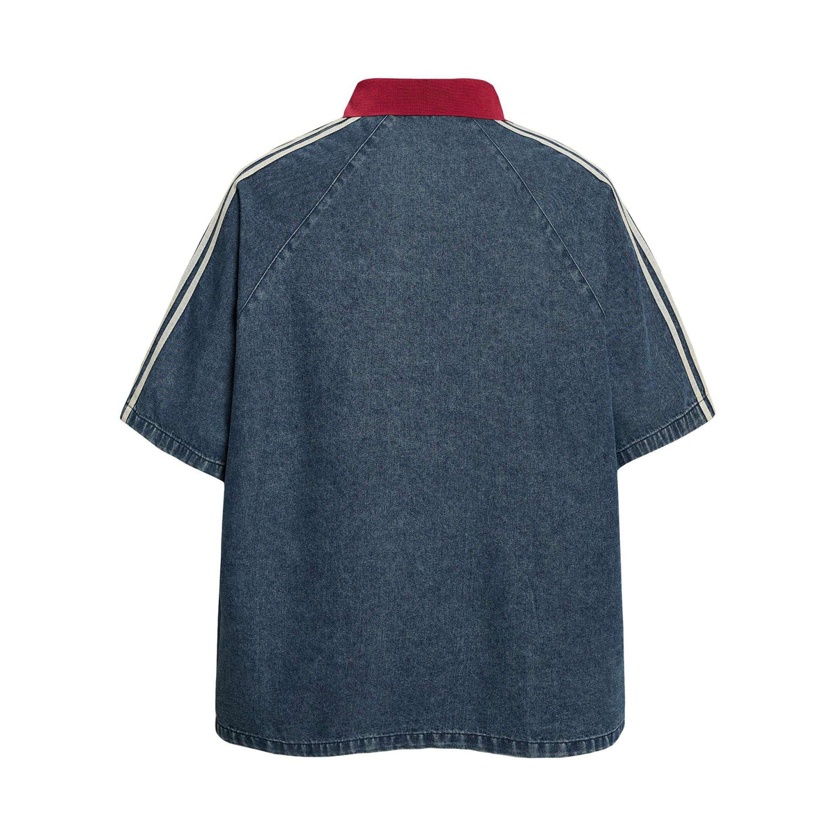 Used washed denim shirt with short sleeves from eprolo, featuring a classic button-up design and faded blue denim fabric.