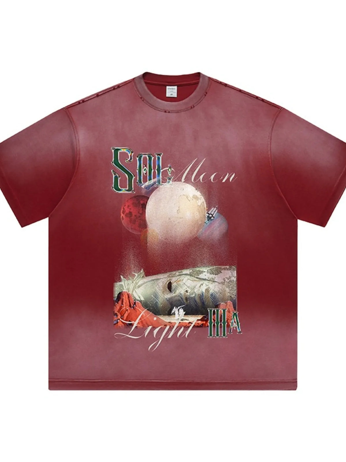 Men's graphic round neck short sleeve T-shirt from Trendsi, featuring a stylish design on soft fabric.