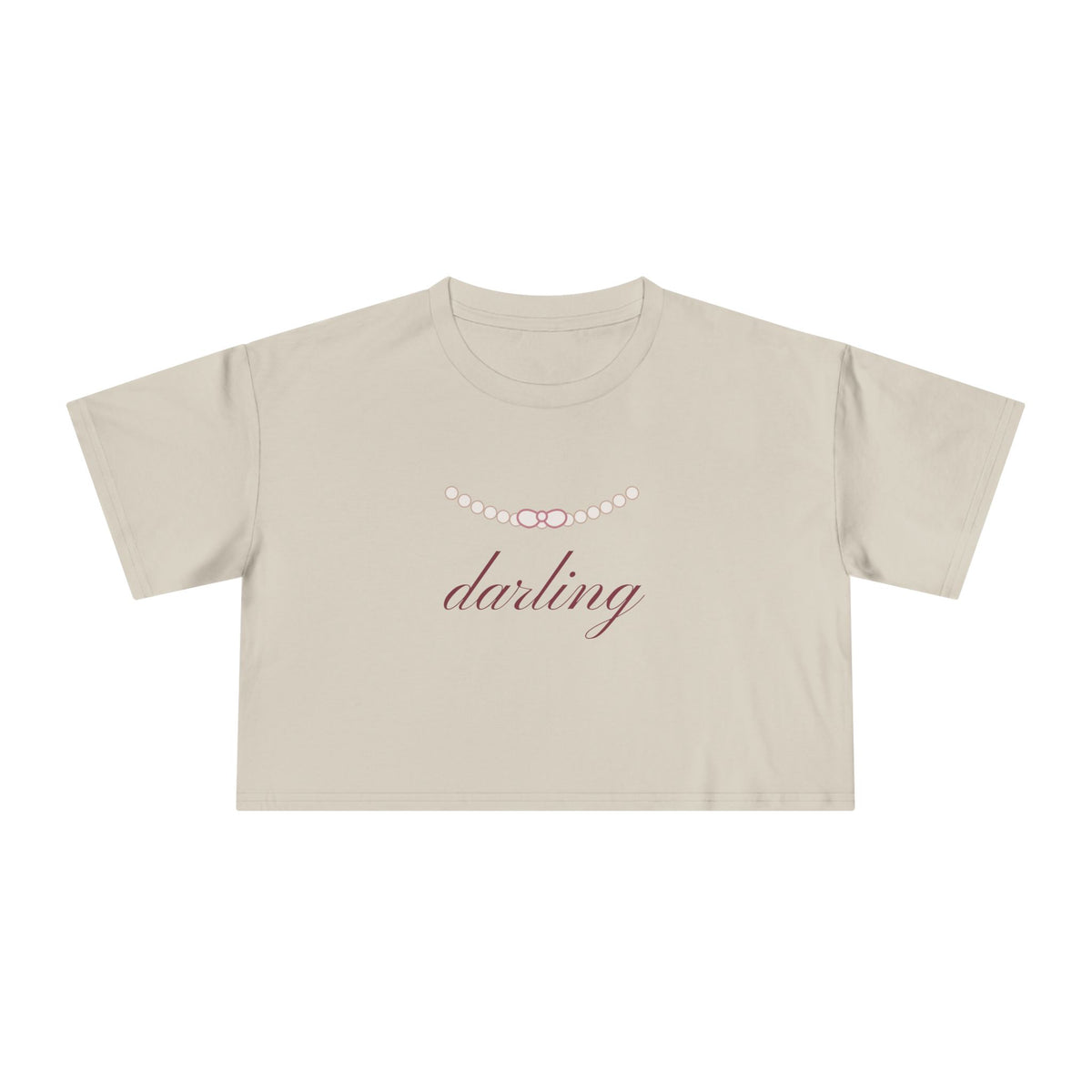 Darling Pearl Bow Crop Tee | Women's Cute Luxury Cropped T-Shirt
