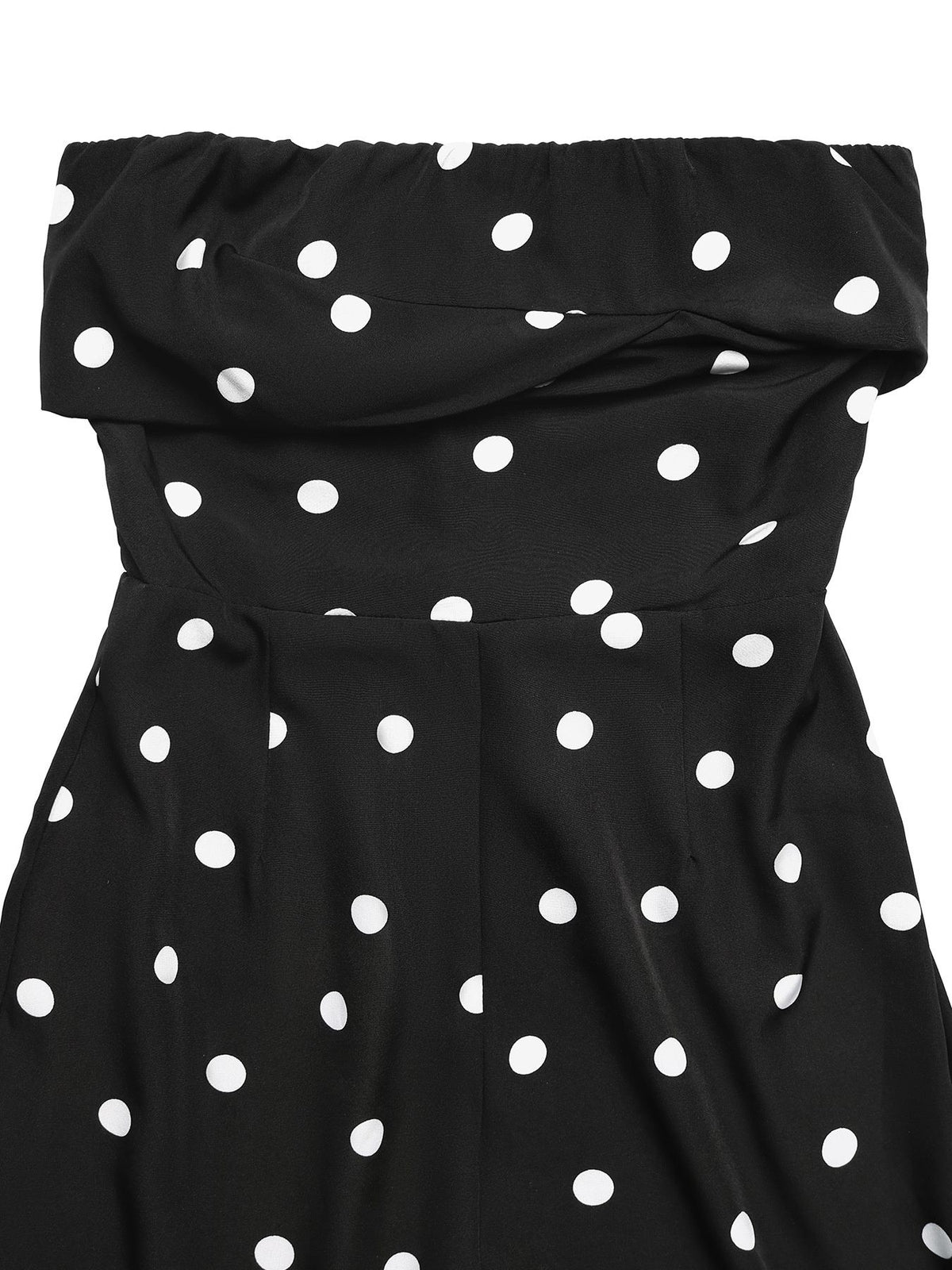 Polka dot strapless wide-leg jumpsuit by Plush Fashion Hub, featuring a chic design and flowing silhouette.