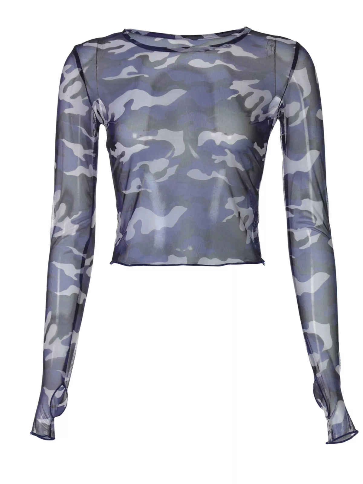 Camouflage mesh long sleeve T-shirt by Plush Fashion Hub, featuring a lightweight, patterned camouflage design with breathable fabric.