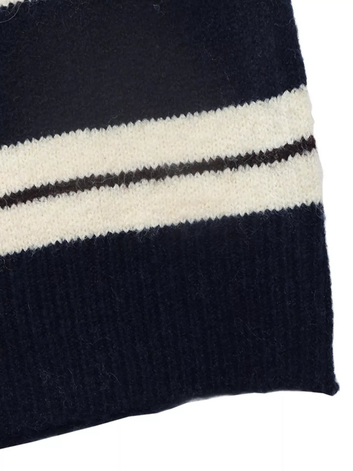 Striped long sleeve button detail sweater by Plush Fashion Hub, featuring a stylish knit design and classic crew neck.