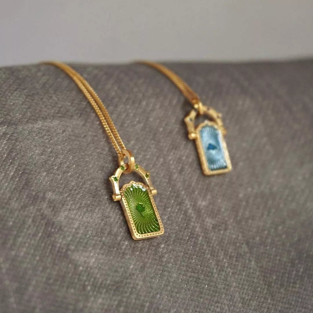 18K gold-plated titanium steel pendant necklace with a sleek design, featuring a polished and modern jewelry piece.
