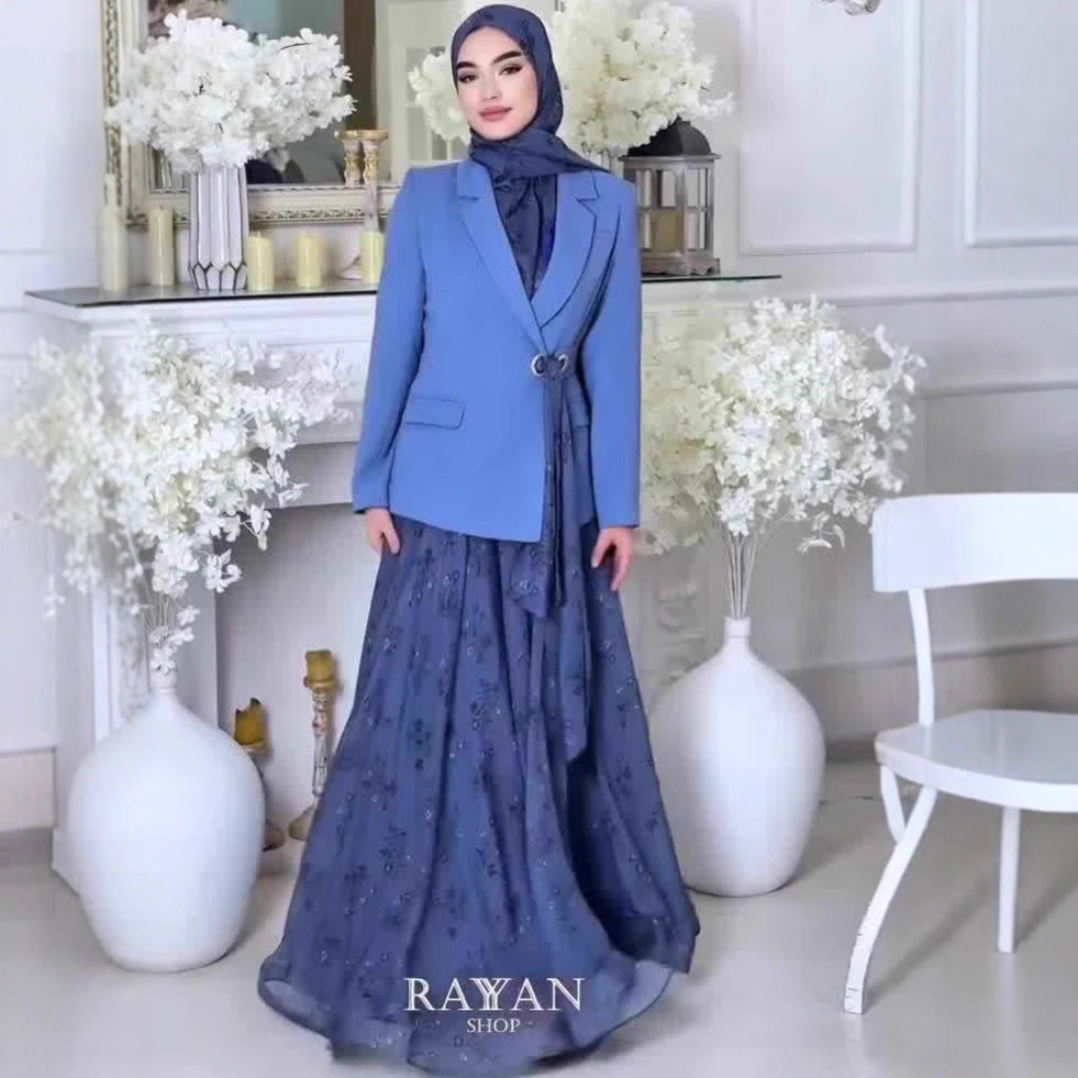 Elegant women’s long sleeve maxi dress by Plush Fashion Hub, featuring a flowing design and sophisticated style.