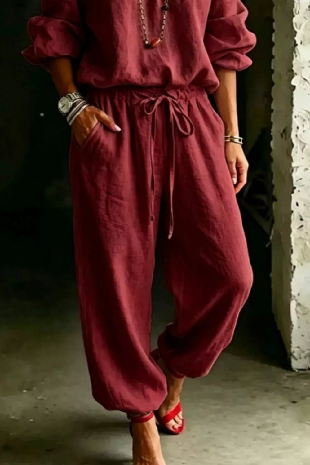 Plus size off-shoulder top and pants set by Plush Fashion Hub, featuring a stylish and comfortable coordinated outfit.