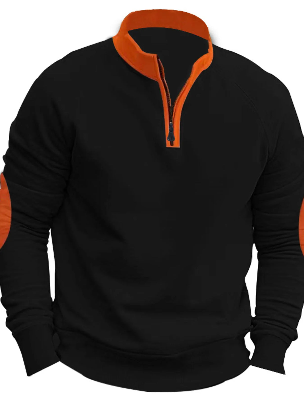 Men's full size quarter-zip sweatshirt with contrast trim from Trendsi, featuring a comfortable fit and casual style.