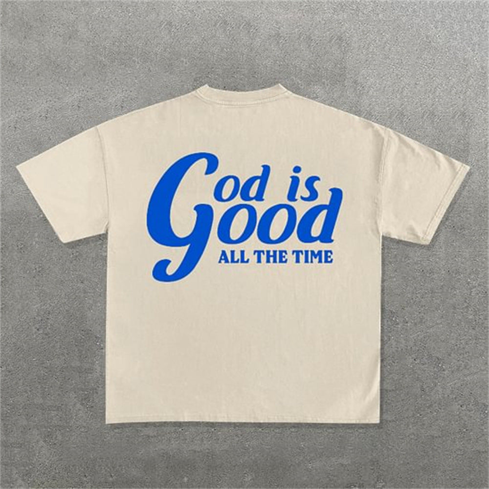 Oversized eprolo fashion letter pattern T-shirt with bold graphic design, casual fit, and relaxed style.