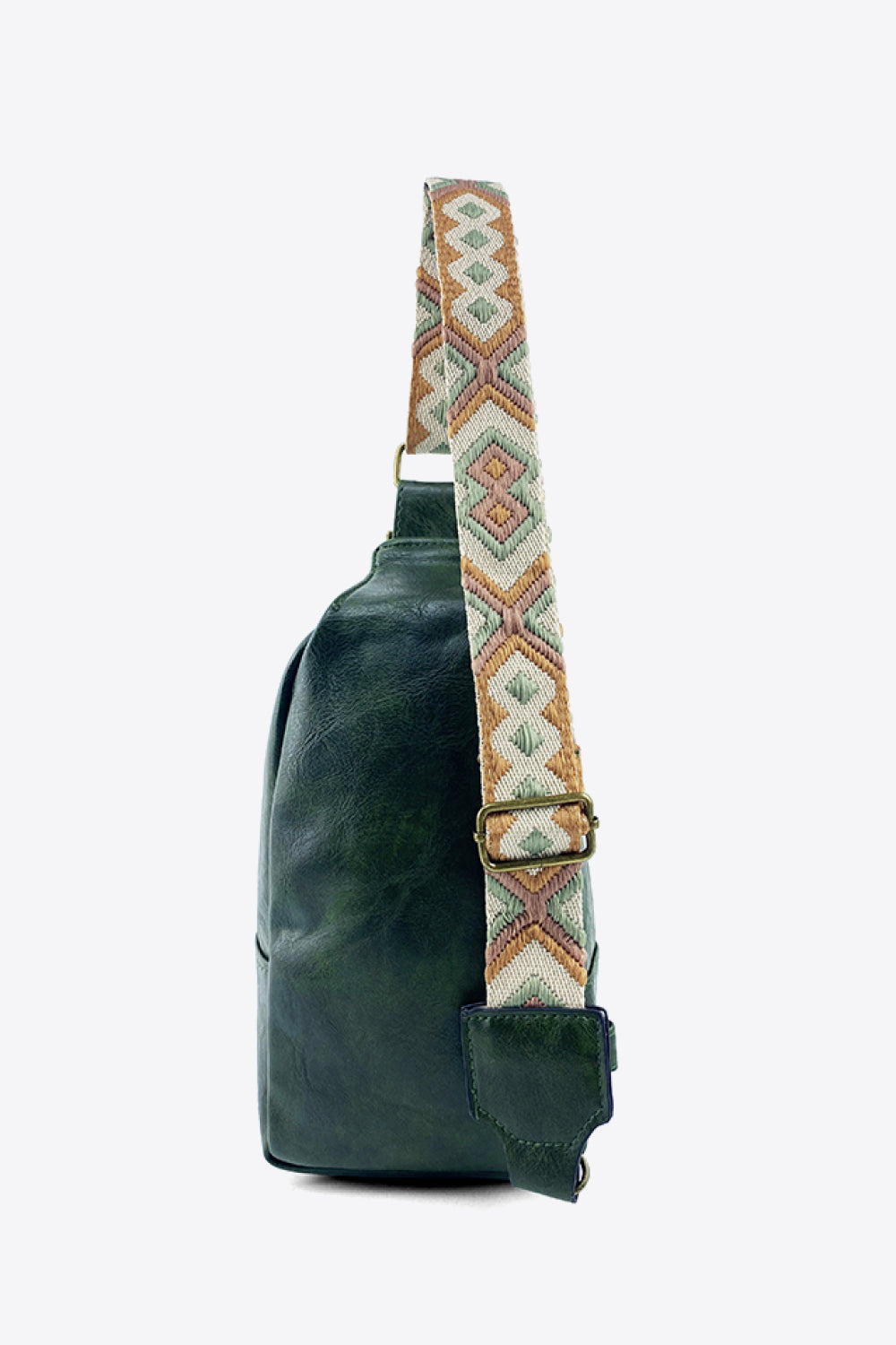 Trendsi random pattern adjustable strap PU leather sling bag with stylish design and versatile carry options.