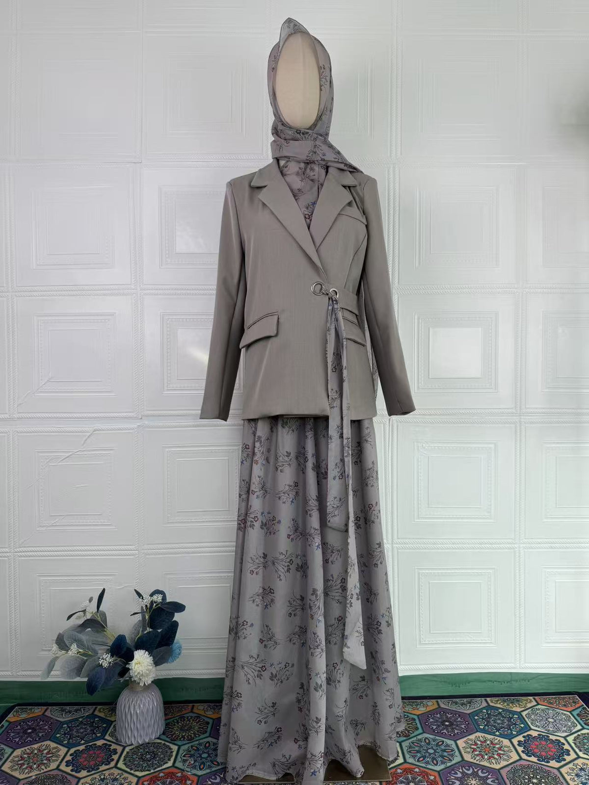 Women’s elegant long sleeve maxi dress by Plush Fashion Hub, flowing fabric and fitted waist, perfect for formal occasions.