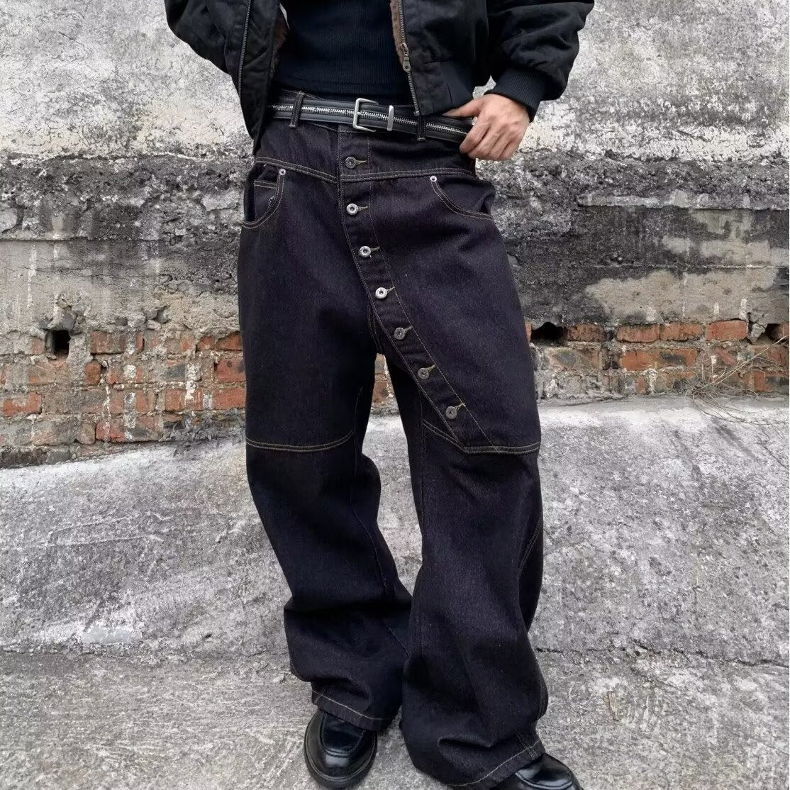 Curved long button-down jeans outfit set by Plush Fashion Hub featuring a stylish denim top and matching pants.