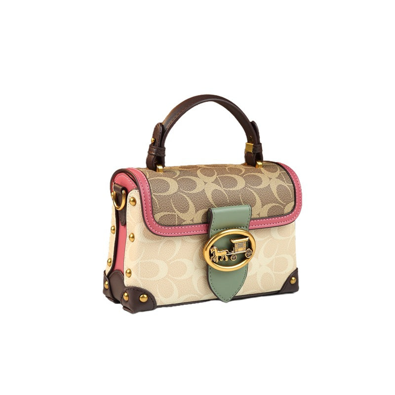 Magenta leather small square crossbody bag for women with adjustable strap and silver hardware by Plush Fashion Hub.