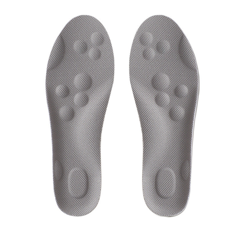 Gray mesh insoles with textured circular massage nodes on the forefoot, arch, and heel.